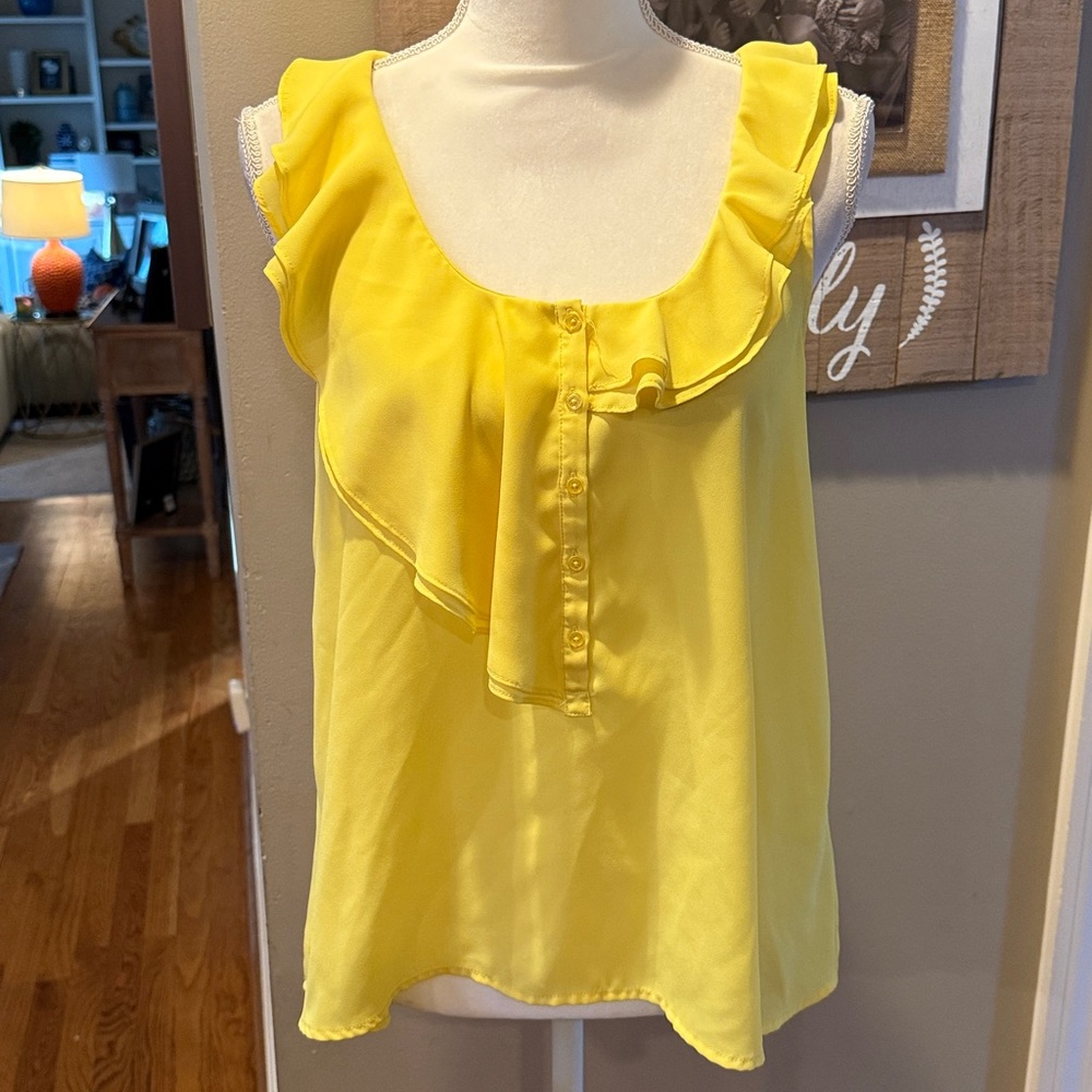 Anthropologie Maeve Yellow Ruffle Blouse